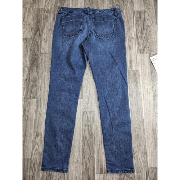 (3/$35) ELLE Jeans Womens 10 Blue Medium Wash Mid Rise Skinny Stretch Straight - Picture 2 of 11